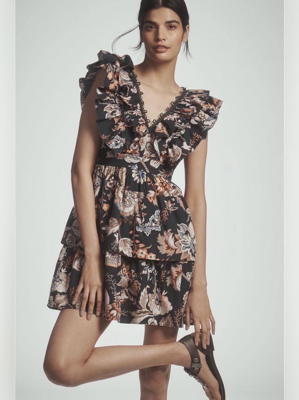 🇺🇸Firm Price🇺🇸By Anthropologie sleeveless ruffled a line mini dress